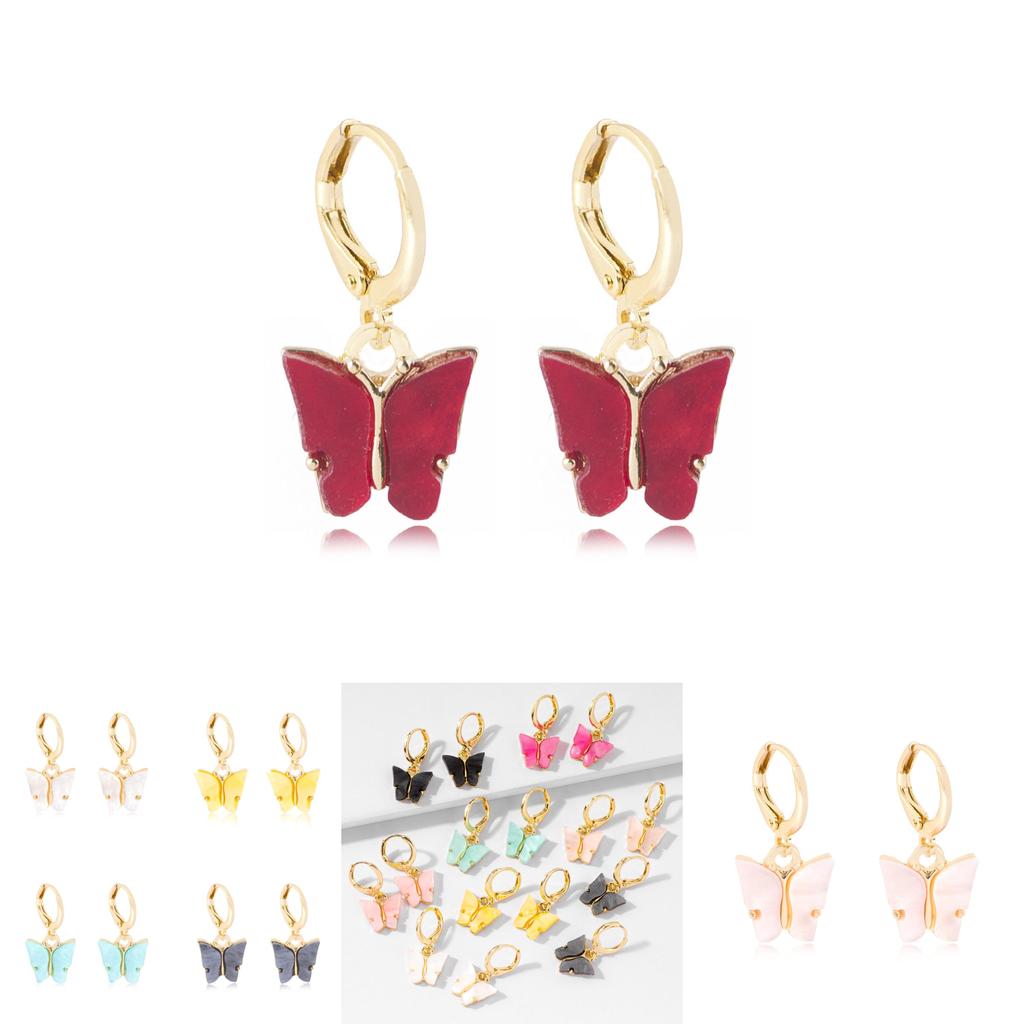 Trendy Multicolor Butterfly Earrings Elegant European American Fashionable Jewelry