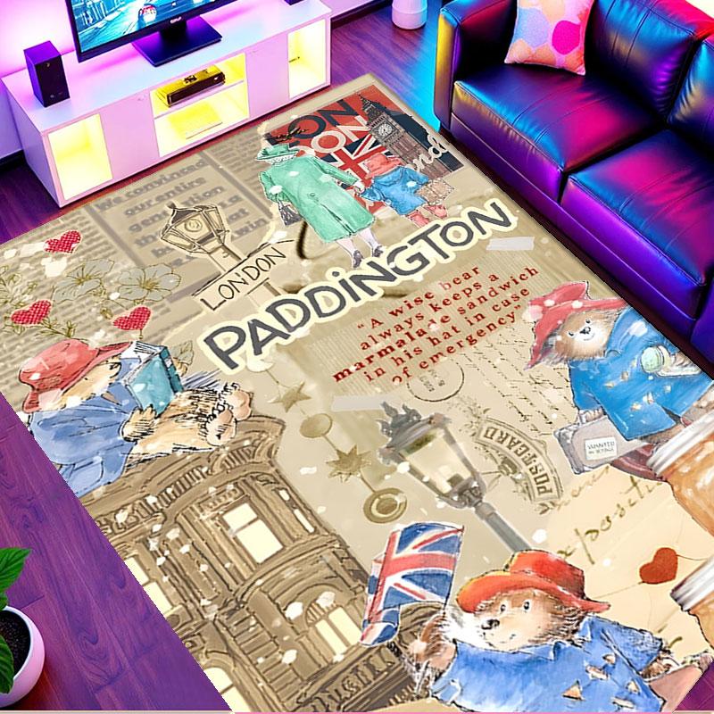 Paddington Bear Print Rug, Washable Floor Carpet, For Entryway Dorm Laundry Room Office Study, Home Decor Birthday Christmas Gift