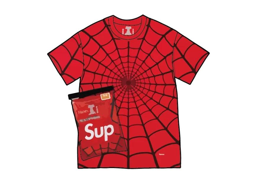 811935 Supreme x Hanes Spider-Man Tagless Tees (2 Pack)  Red M