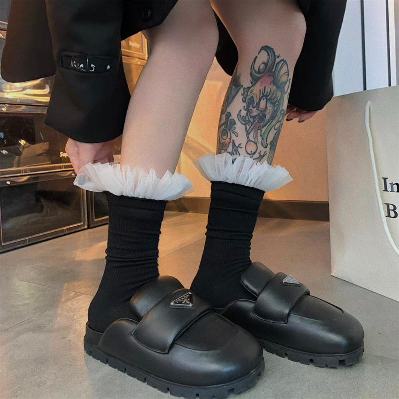 Designer Mesh Lace Ballet-Style Mid-Tube Socks for Girls - Trendy Japanese JK Internet Celebrity Style