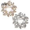 Lapel Pin Brooch Pin Faux Pearl Wreath Design with Rhinestones Inlaid Circular Flower Leaf Garland for Coats Shirts Bags Accessories Metal