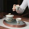 Hand drawn grass gray ceramic underglaze colored mountain and water hat tea cup Kung Fu tea set tea drinking tea single cup