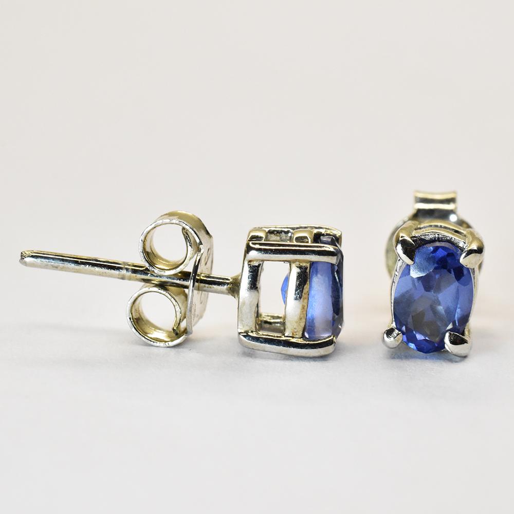 Blue Sapphire NATURAL 9 Ct Stud 925 Sterling Silver Earring Gemstone