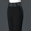 Spring/Autumn Women's High Waist Bell Bottom Knit Pants - Black, Plus Size, Slimming, Fashionable, Loose Fit
