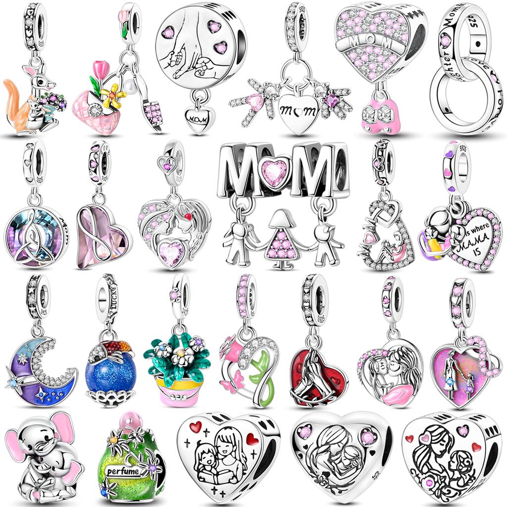 Original Copper Mother'S Day Charms Bead Mom'S Love Heart Shape Pendants Fit Bracelets Diy Jewelry Gift Of Mum