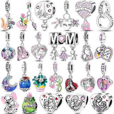 Original Copper Mother'S Day Charms Bead Mom'S Love Heart Shape Pendants Fit Bracelets Diy Jewelry Gift Of Mum