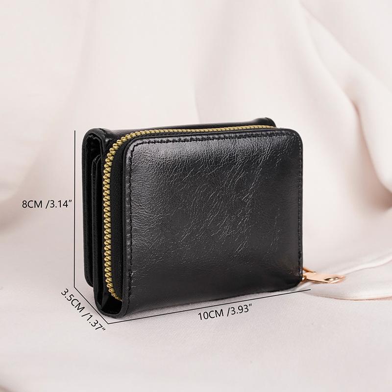 Credit Card ID Card Cash Wallet Women's Wallet Small Wallet Short Wallet Card Bag Zipper Wallet Multi-layer Three-fold