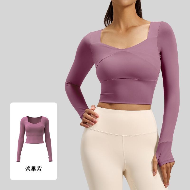 Spring and Autumn Tight Fitness Running Sports Tops for Women Long-sleeved Yoga Clothes