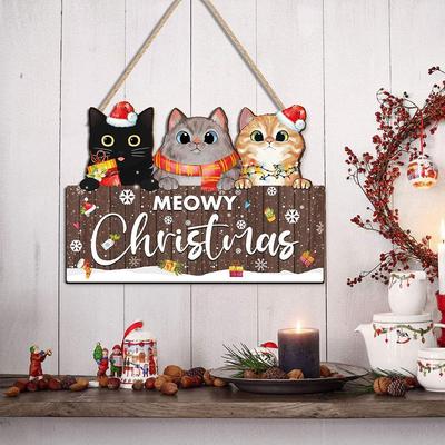 1 Stück Weihnachten Holz Niedliche Katze Anhänger Weihnachtsfeier Tür Weihnachtsbaum Dekoration Schlafzimmer Tür Dekoration Zubehör