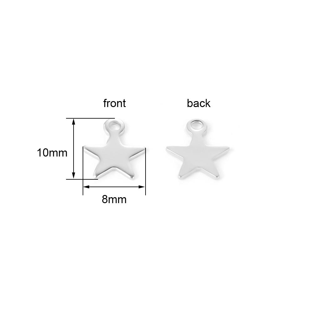 Semitree 20pcs Stainless Steel Small Star Pendant Flat Charms for DIY Jewelry Making Necklace Decoration Bracelet End Tail Charm