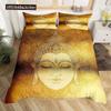 Mandala Buddha Duvet Cover Set King Size Exotic Ethnic Bohemian Bedding Set Golden Black Lotus Flowers Gorgeous Comforter Cover
