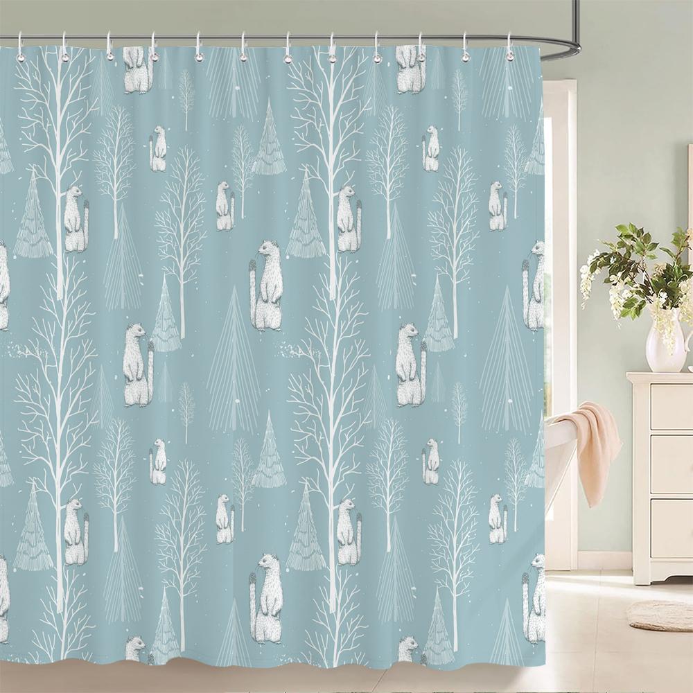 Cute Cartoon Animals Shower Curtain Printing Polyester Fabric Cartoon Bathroom Curtain Home Decoration Curtain with Hooks