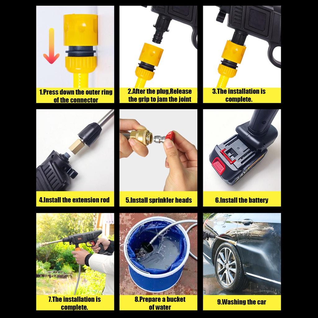12/24V Cordless Cleaner Car Washer Spray High Pressure Water Guns Cleaner For Battery Water Nozzle Cleaning Machine 800W