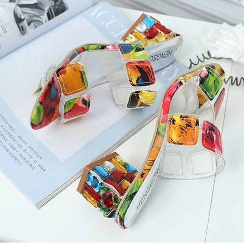 Fashion Fashion Women's Shoes Summer New Styles Thick Heels High Heels Anti Slip Comfortable Slippers Simple Lightweight Women's Sandals