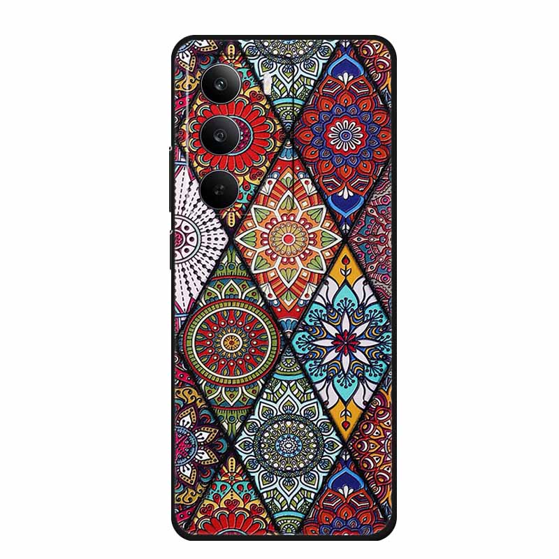 3D Emboss Case For Realme C75 4G 5G C75x V70 V70s 14x Realme C71 4G Case C 75 71 Coque Flower Black Silicone Soft Back Cover Bag