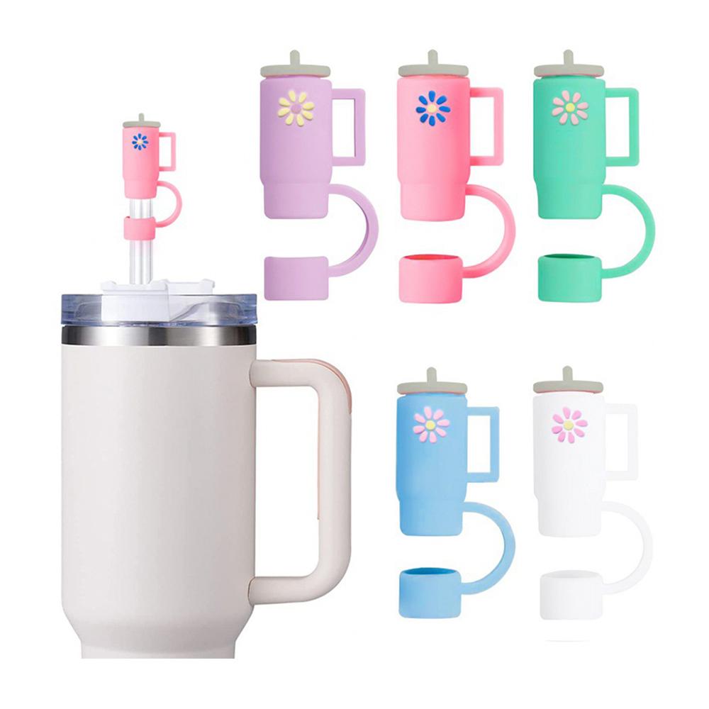 5Pcs Silicone Straw Covers Cap for Stanley 30&40 Oz Flower Straw Toppers 10mm Dust-Proof Caps Tumbler with Handle