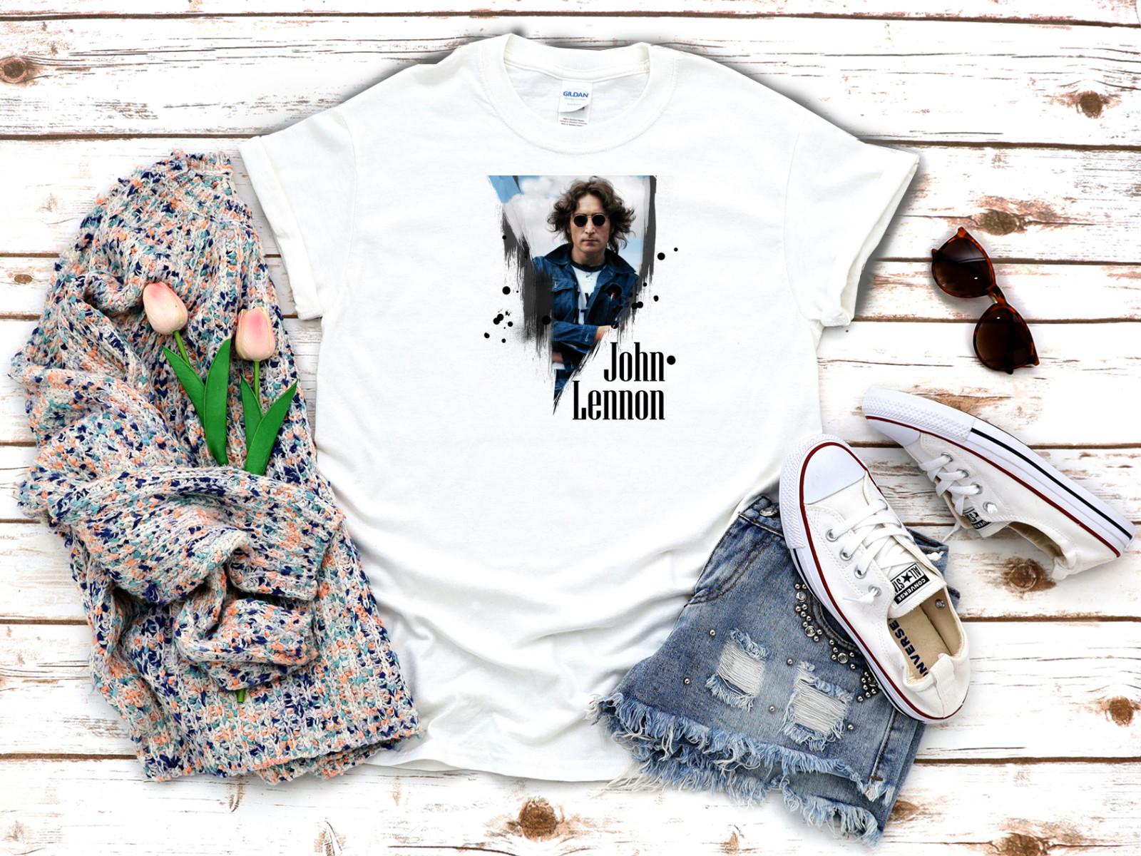 

26 John Lennon Legend Vocal Epic Poster White Womens 3 4 Short Sleeve T-Shirt D215 Unisex T-Shirt M