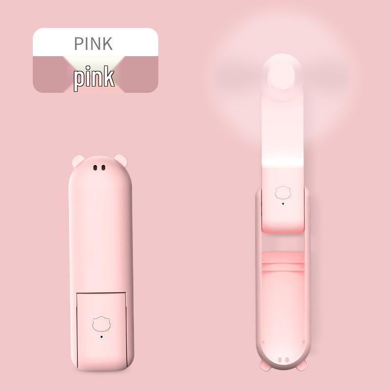 Dual-Head USB Rechargeable Handheld & Desktop Mini Double-Blade Fan English Color Box