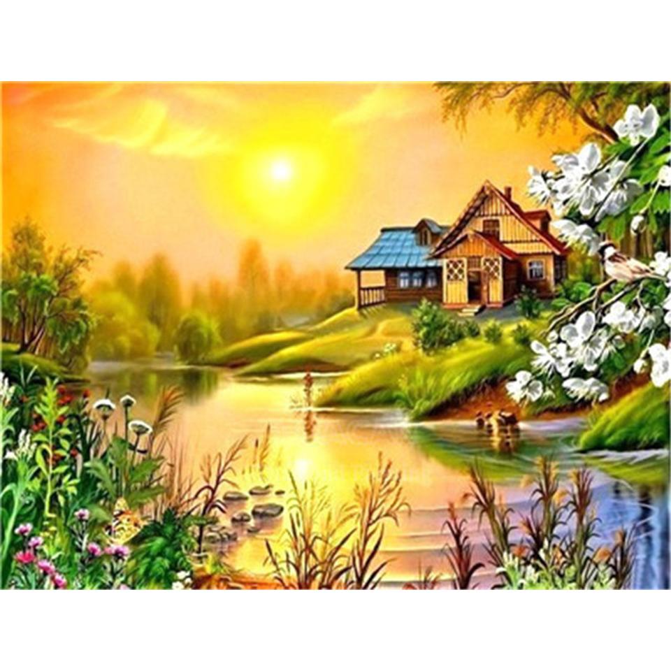 

5D DIY алмазная живопись пейзаж закат сумерки горный хрусталь картина полная круглая алмазная вышивка мозаика комплект для украшения дома Full Round 20x30CM