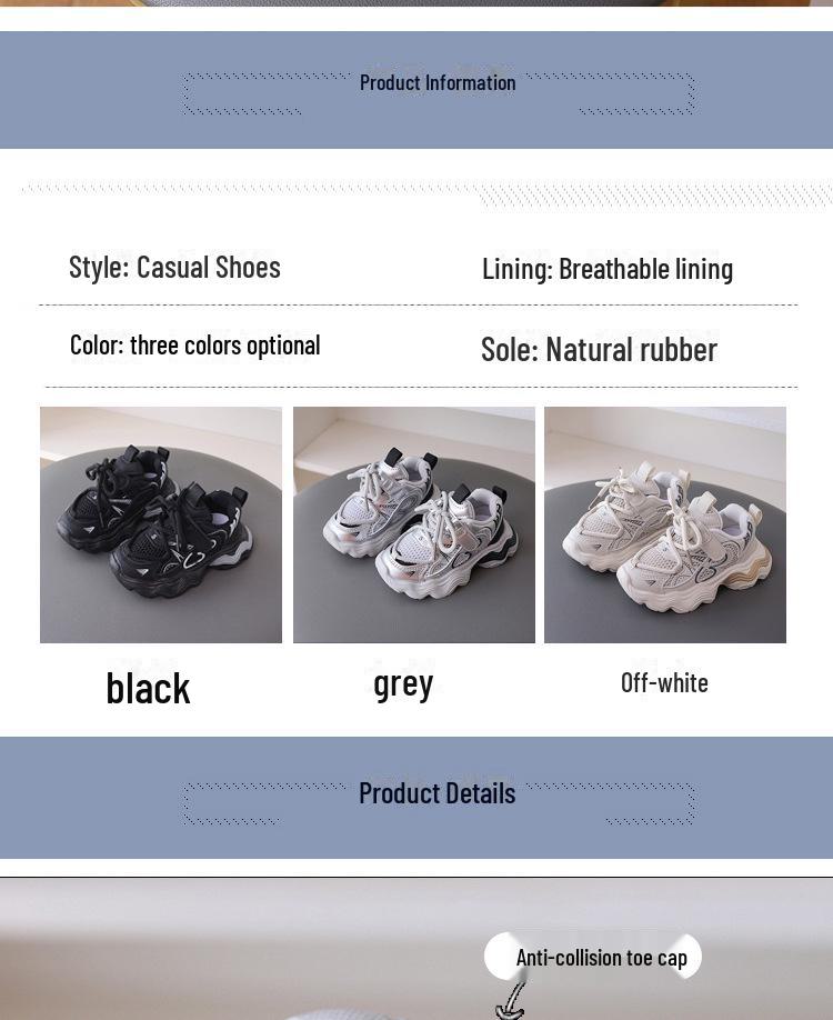 Boys' Toddler Non-Slip Breathable Mesh Athletic Shoes, Age 1-5, Soft Bottom, Spring/Autumn.