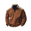 Men's Colorblock Lambskin Half Zip Stand Collar Sweatshirt Men's Sports Large Size Casual Stand Collar Sweatshirt