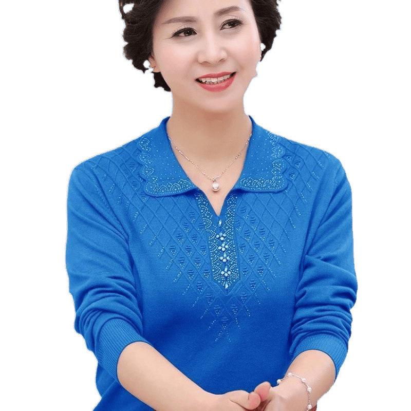 Long Sleeve Knit Sweater Loose Thin Plus Size Turn Down Collar Solid Color Versatile Women Pullover