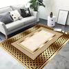 Opulent Golden Abstract Floor Mat Modern Carpet for Living Room Coffee Table Luxurious Rug for Room Decor Perfect Stylish Spaces