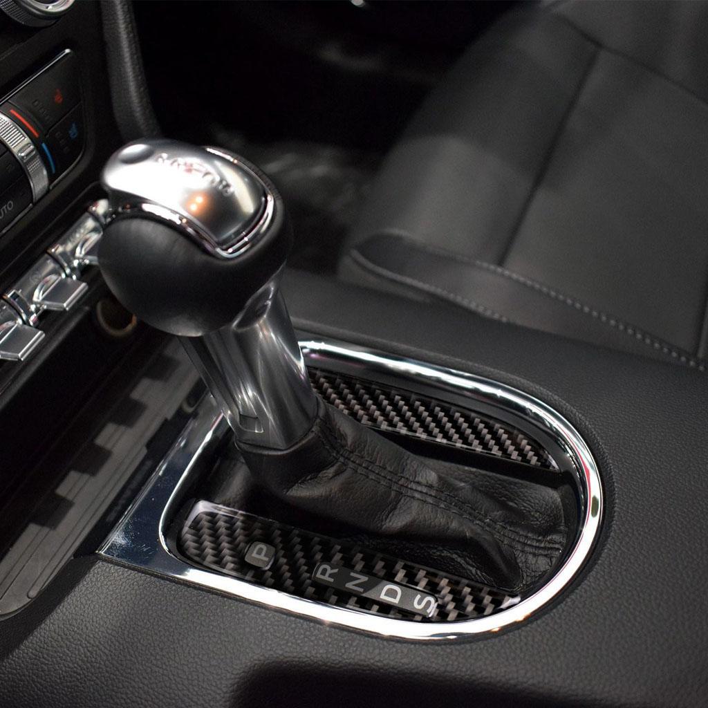 Real Soft Carbon Fiber Interior Car Gear Shift Box Panel Cover Trim Frame Decorative Kit Sticker For Ford Mustang GT 2015-2025