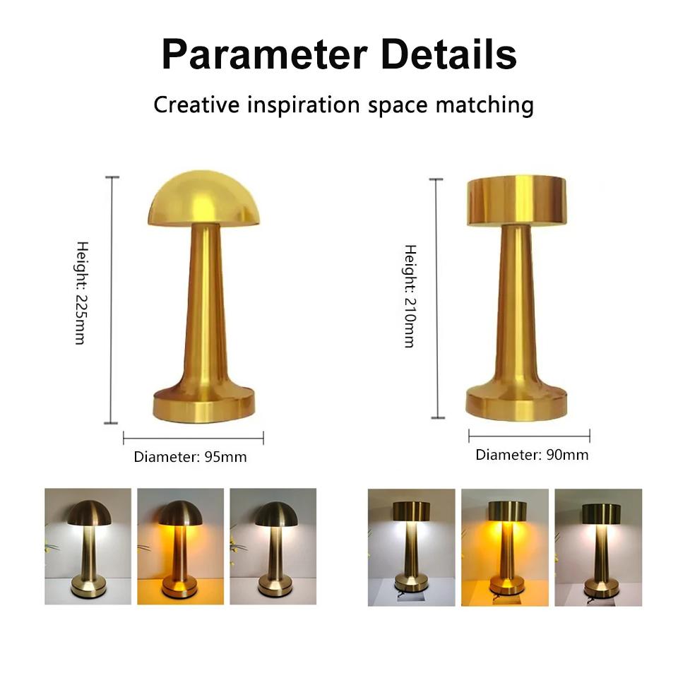 Rechargeable Table Lamp Metal Touch Decor for Bar Coffee Table Restaurant Decoration Light Desk LED Night Lights Bedroom