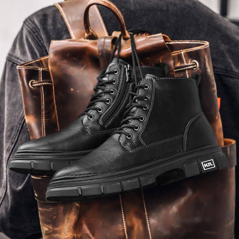 Leather Vintage Trend Fashion High Top Leather Boots Large Size Men's Casual Martin Boots Autumn Outdoor Tooling Boots
