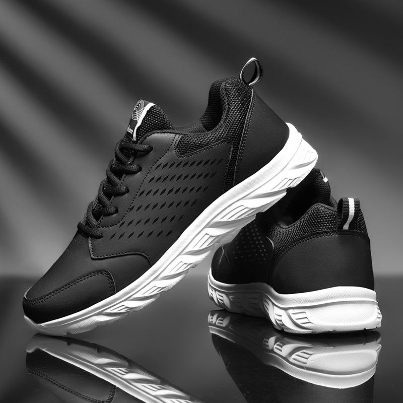 

Черные повседневные кроссовки из натуральной кожи, повседневные мужские туфли, легкие повседневные кроссовки с мягкой подошвой для студентов 45