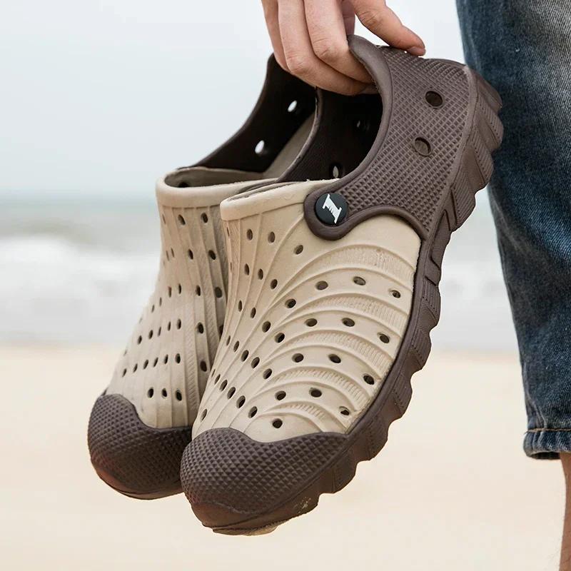 Summer Men Wading Shoes Quick Drying Mens Beach Sandals Outdoor Male Slippers Lightweight Sports Shoes Slip-on Water Shoes