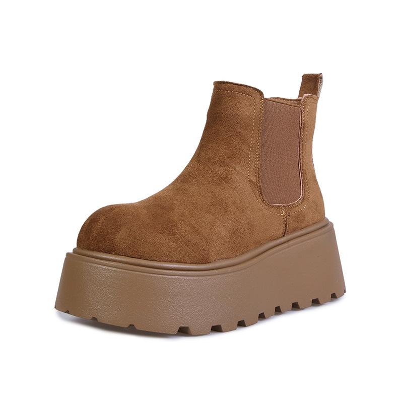 

Ретро челси короткие ботинки женские осень и зима новые универсальные удобные ветрозащитные маленькие рост увеличивающий на одну ногу ботинки-сигареты 40