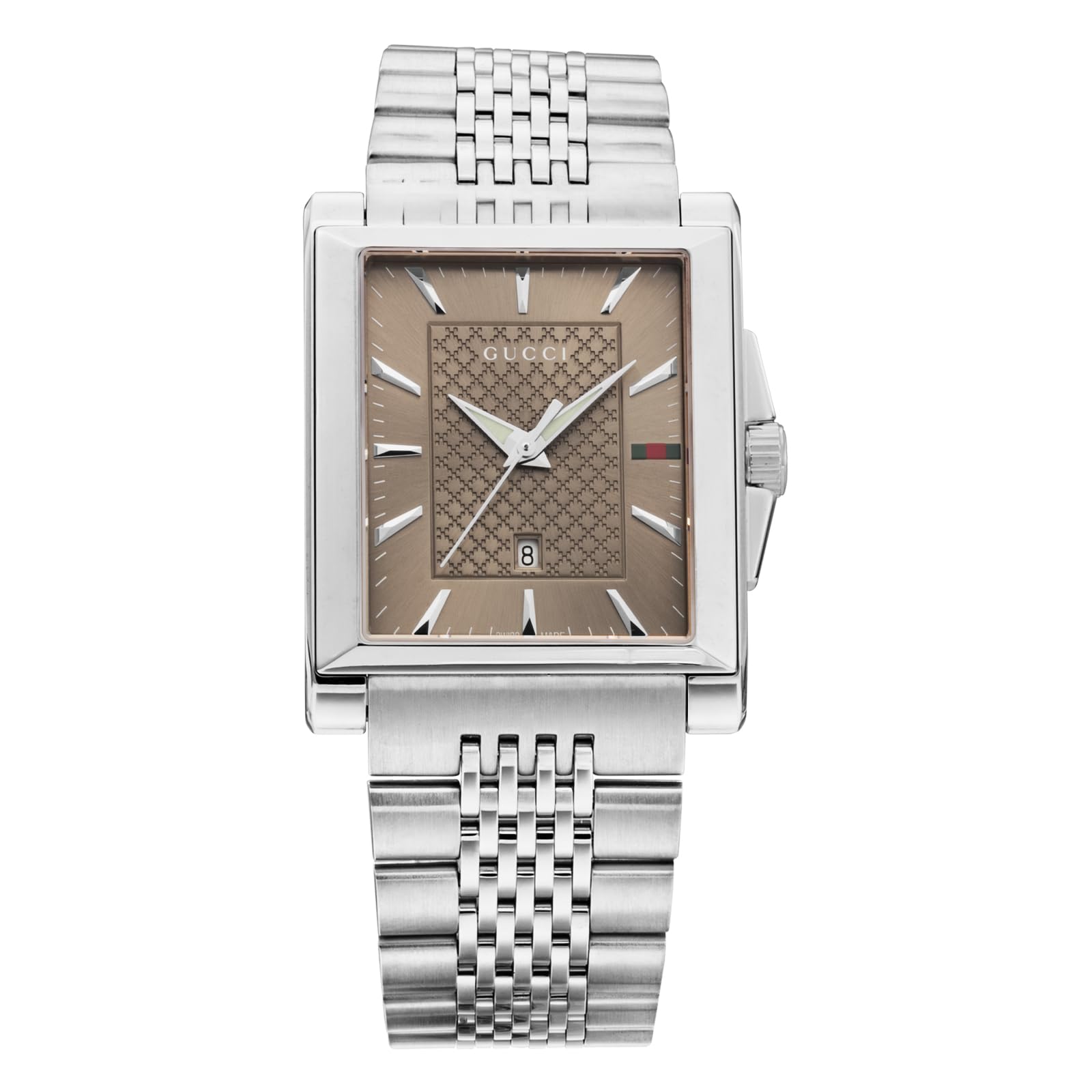 

Watch RECTANGLE Brown Dial Stainless Steel Sapphire Glass Quartz Swiss Watch YA138402 Silver [Gucci] G-TIMELESS 40.5MM Men s [Item] сірий колір