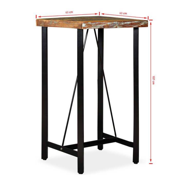 Ensemble de bar - VIDAXL - Bois de récupération massif - Noir