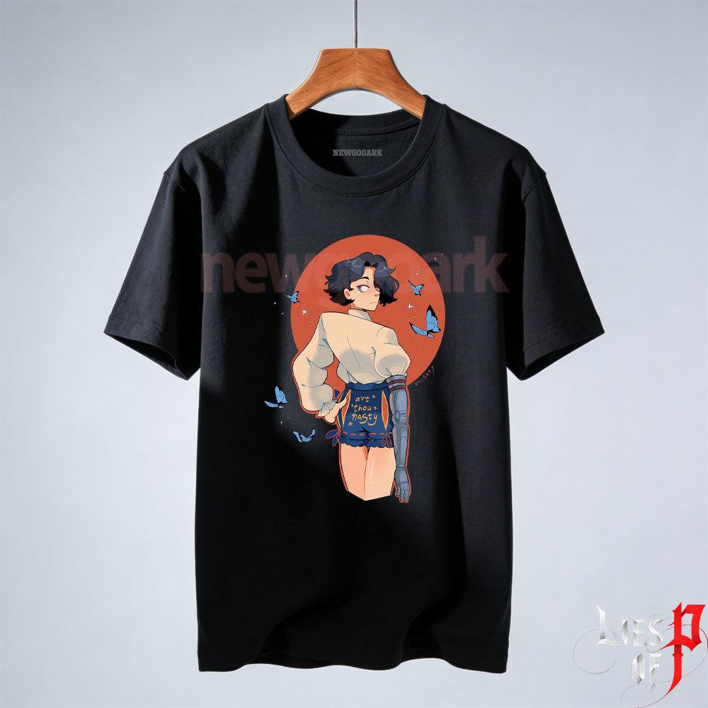 Lies of P Maglietta Vintage Giochi di Ruolo Grafica T-Shirt Donna Unisex Moda Casual Cotone Manica Corta Cartone Animato Abbigliamento Uomo Tee