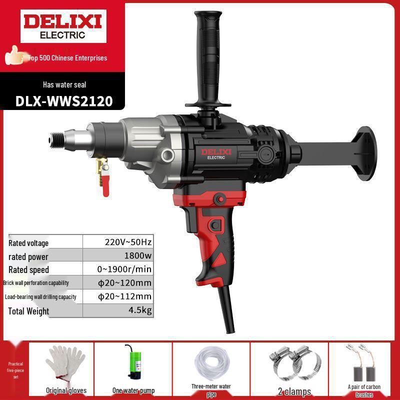 

DELIXI High-Power Diamond Core Drill, Handheld Wet/Dry Concrete and AC Hole Opener