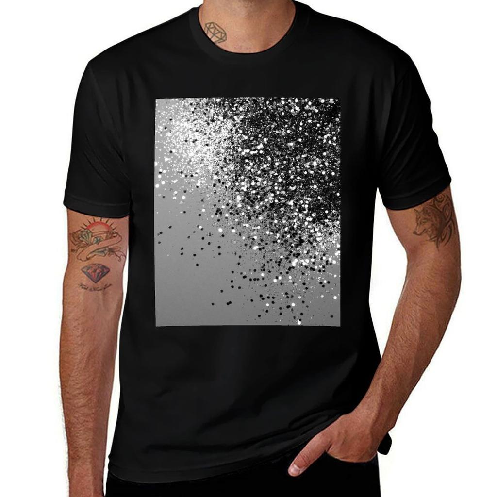 Silver Gray Lady Glam 1 (Photo Of Glitter Only Not Reflective) Tshirt All Match Print Short Sleeve Top