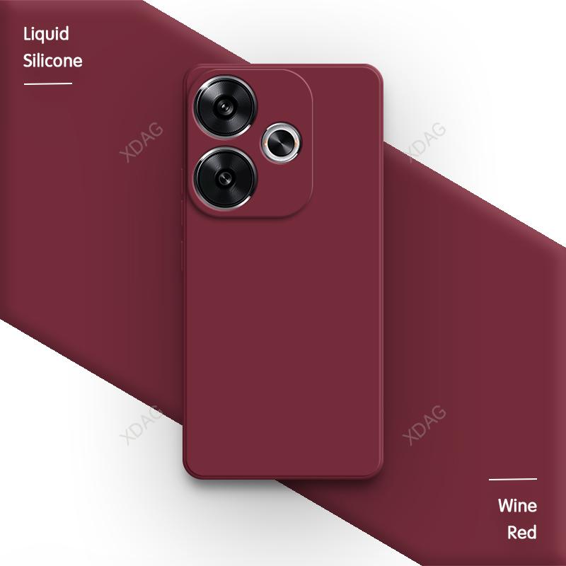 Classic Phone Case for Xiaomi Poco F6 Pro 5G Simple Shell Skin Friendly Square Liquid Silicone  Lens Protection Back Covers
