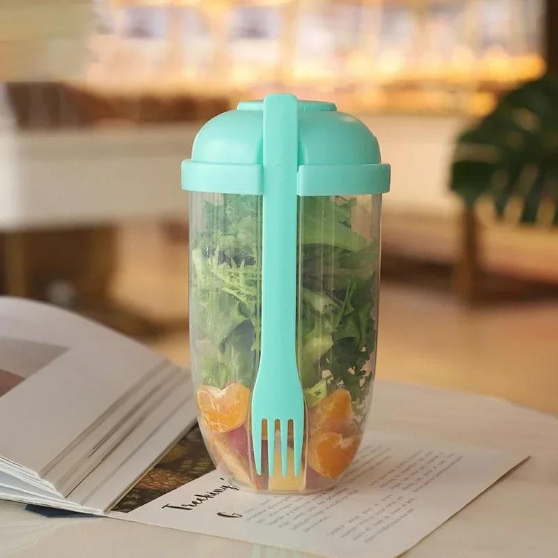 

Чашка для салата на завтрак с ложкой и крышкой, чашка Мейсона, чашка для йогурта, большая емкость, портативная многофункциональная кружка, кухонные принадлежности