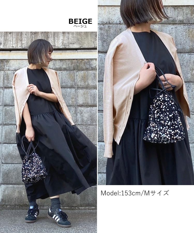 DONOBAN Washable Knit Cardigan for Long Short Available in M and L Spring Open UV Donovan Silk-Touch Women, Sleeve, V-Neck, Compact, Length, Sizes,