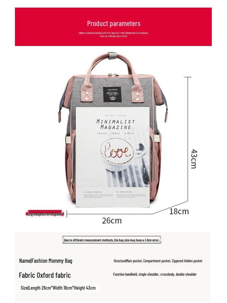 LEQUEEN Multifunctional Fashion Mummy Bag: Large Capacity Mom and Baby Backpack