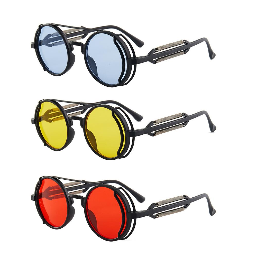 Klasyczne gotyckie okulary przeciwsłoneczne Steampunk Luksusowa marka projektant Wysokiej jakości okulary przeciwsłoneczne dla mężczyzn i kobiet Retro okrągłe okulary przeciwsłoneczne z ramką PC