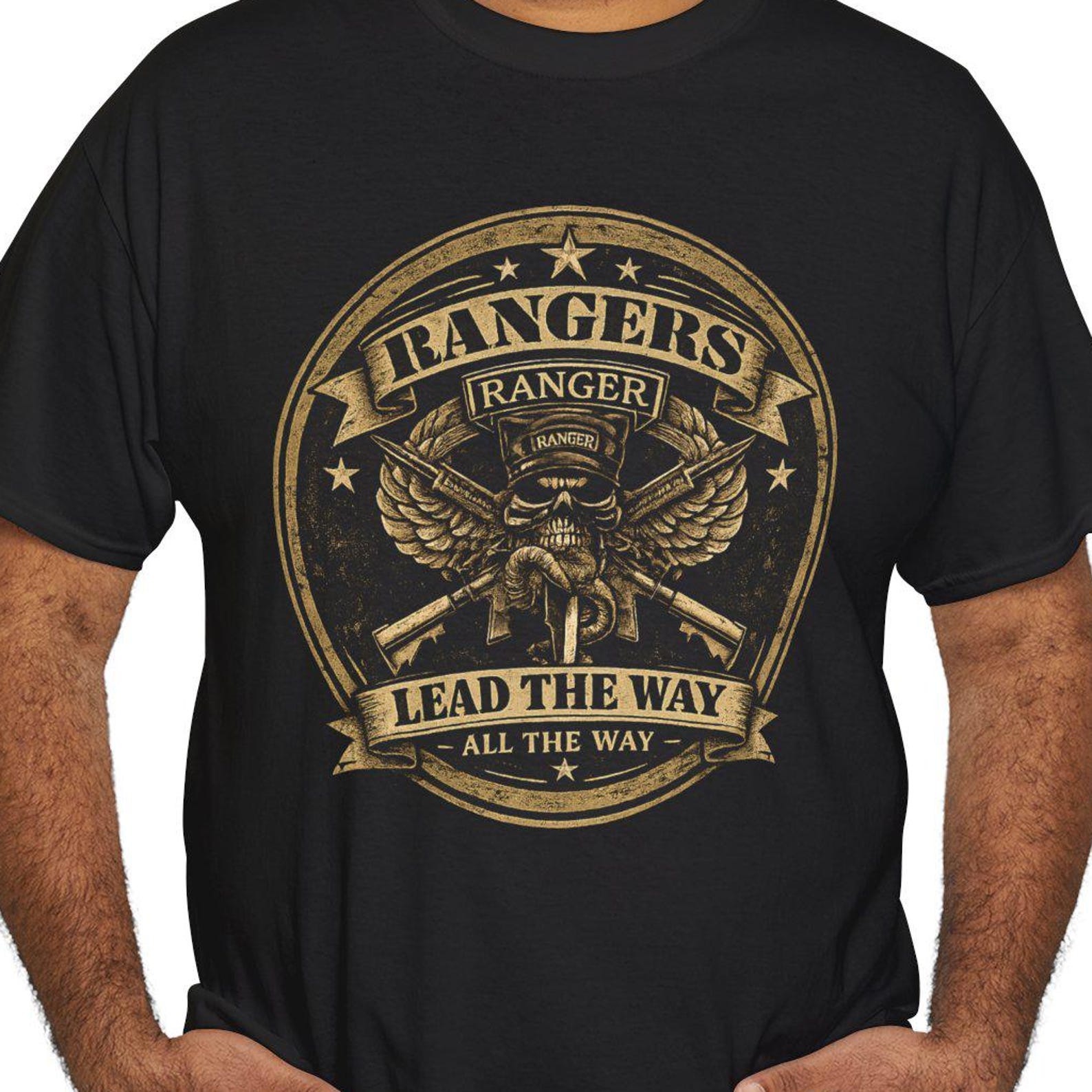 Rangers Lead the Way T-Shirt | Military Veteran Emblem Tee 2XL