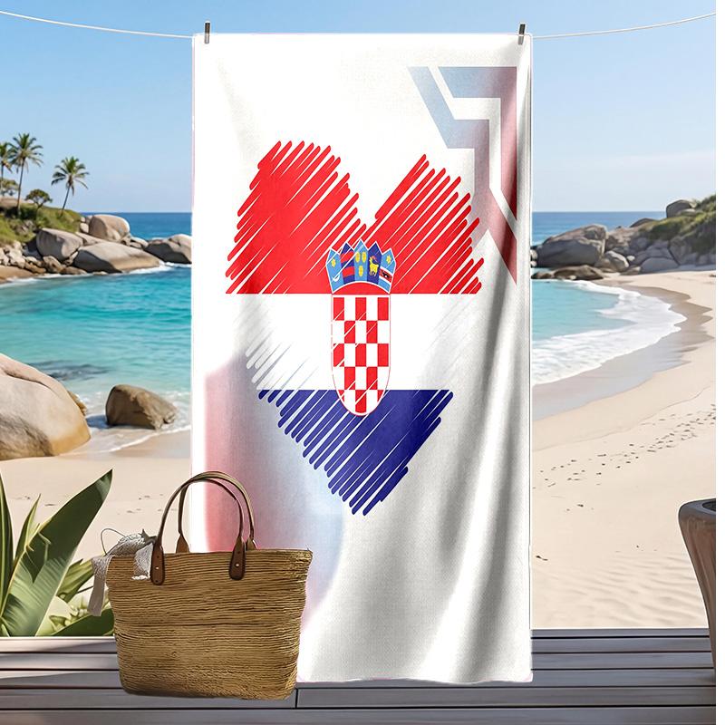 Asciugamano da Spiaggia con Stampa Calcio Croazia Asciugatura Rapida Super Assorbente Morbido Asciugamano da Bagno per Nuoto Spiaggia Viaggio Souvenir Regalo per Fan