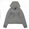 Streetwear Hooded Zip-Up Sweatshirt Women Loose Fit Graphic Print Long Sleeve Casual Jacket