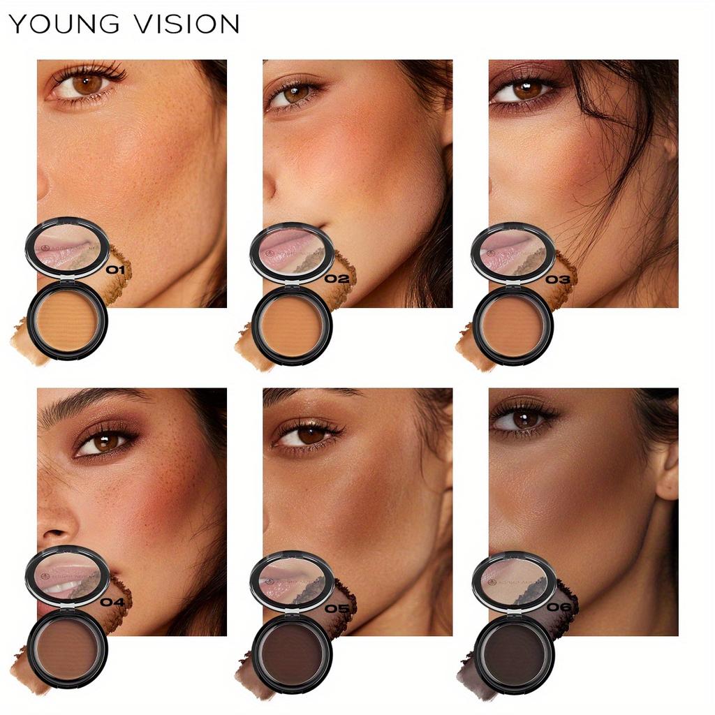 YOUNG VISION Matte Bronzer 5-in-1 Makeup Palette, Contour Powder Long-Lasting Oil Control, 6 Shades Waterproof & Sweat-Proof