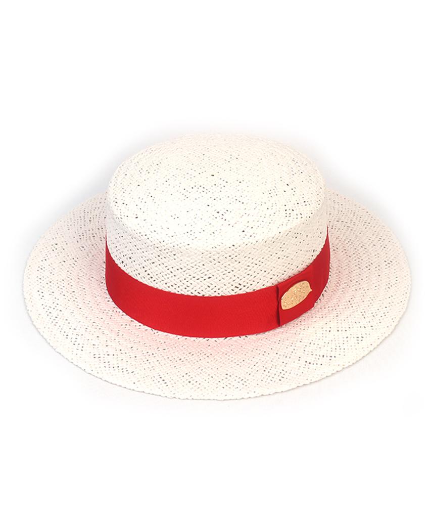 White Red Line Panama Hat