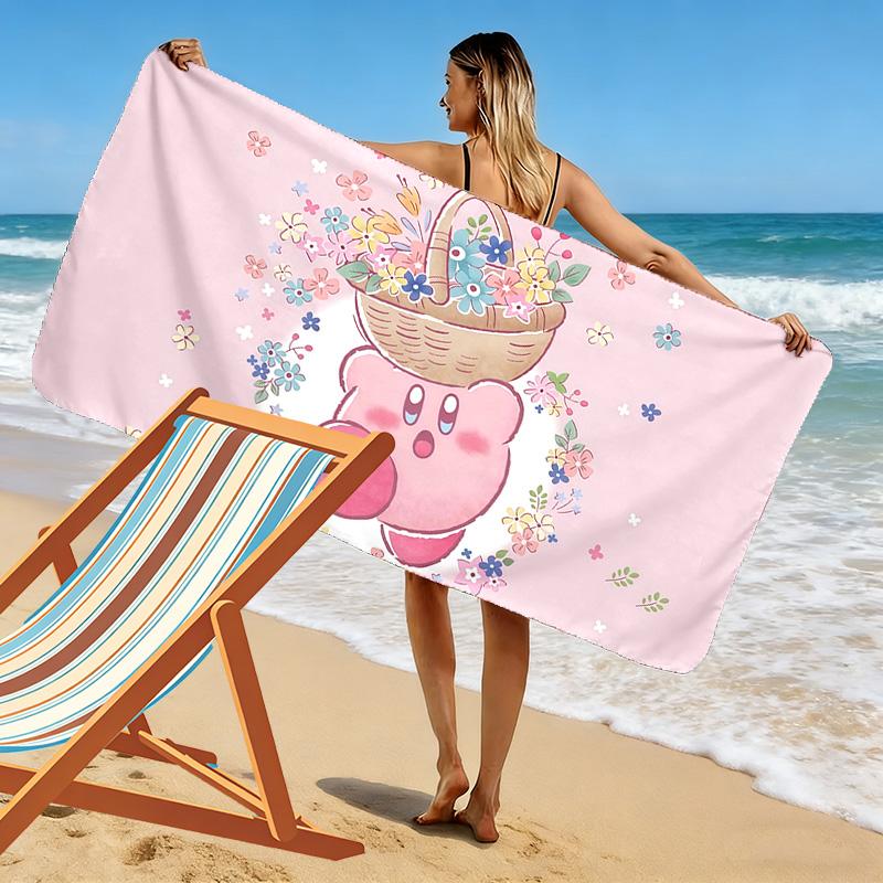 Kirby Print Beach Towel, Large Soft Quick Dry Towel for Beach Camping Swimming