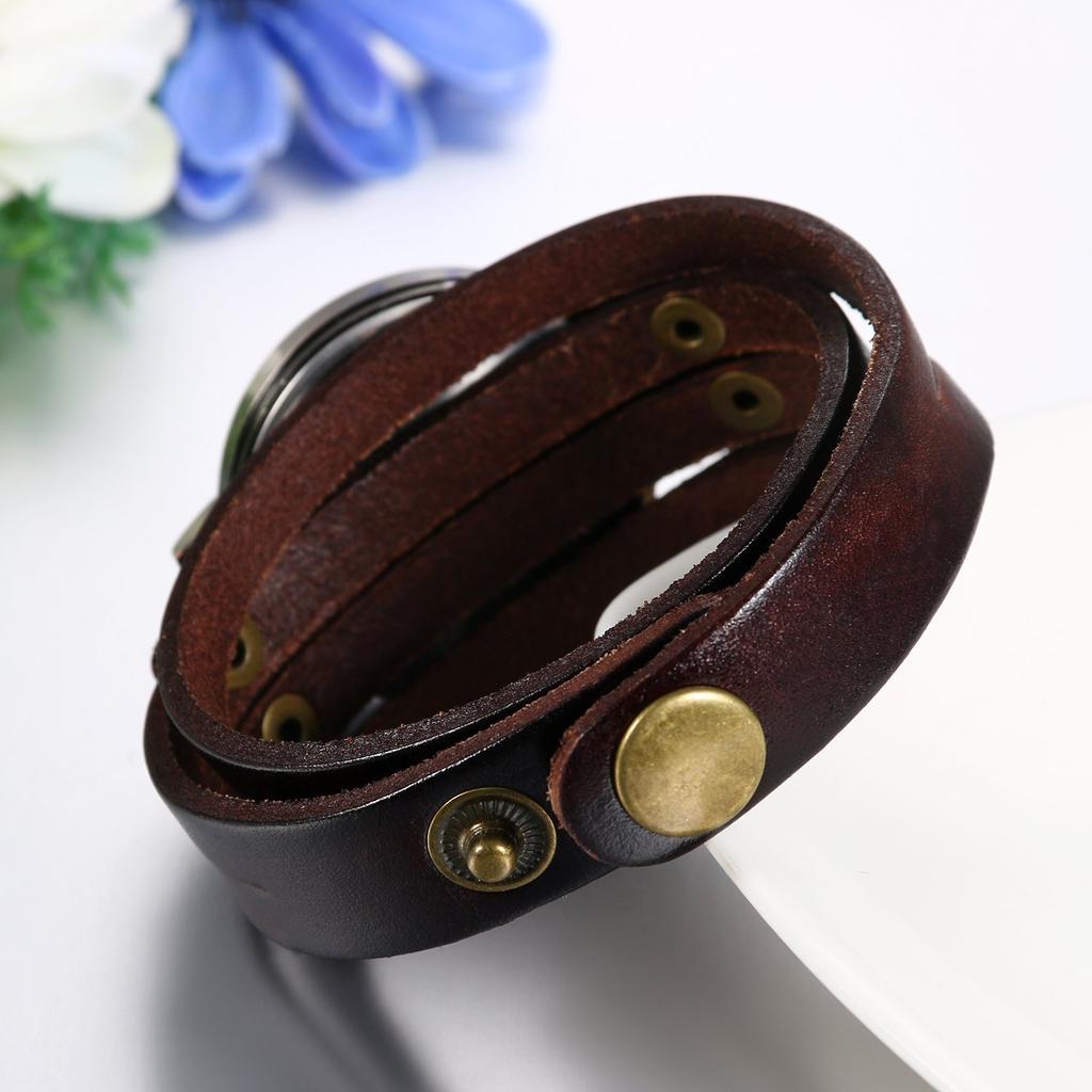 JewelryWe Antique Eiffel Tower Design Leather Analog Quartz European Punk Brown Watch, 4-Way Display, Band, Display, Movement, Style, Unisex,